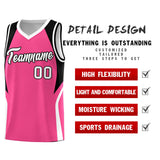 Custom Pink Black and White Color Block Sports Uniform Basketball Jersey
