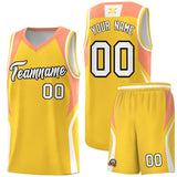 Custom Gold Orange and White Color Block Sports Uniform Basketball Jersey