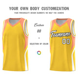 Custom Gold Orange and White Color Block Sports Uniform Basketball Jersey
