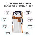 Custom White Navy and Orange Color Block Sports Uniform Basketball Jersey