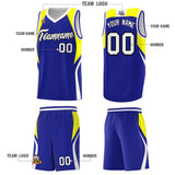 Custom Royal Yellow and White Color Block Sports Uniform Basketball Jersey