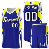 Custom Royal Yellow and White Color Block Sports Uniform Basketball Jersey