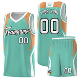 Custom Blue Buckskin Brown and White Color Block Sports Uniform Basketball Jersey