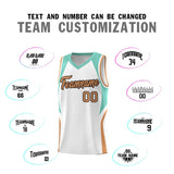 Custom White Blue and Buckskin Brown Color Block Sports Uniform Basketball Jersey