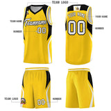 Custom Gold Black and White Color Block Sports Uniform Basketball Jersey