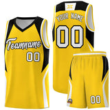 Custom Gold Black and White Color Block Sports Uniform Basketball Jersey