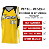 Custom Gold Black and White Color Block Sports Uniform Basketball Jersey