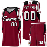 Custom Crimson Black and White Color Block Sports Uniform Basketball Jersey