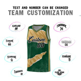 Custom Hunter Green Old Gold-Old Gold Tear Graffiti Pattern Sports Uniform Basketball Jersey