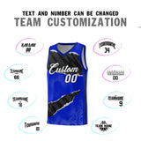 Custom Royal Black-White Tear Graffiti Pattern Sports Uniform Basketball Jersey