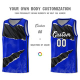 Custom Royal Black-White Tear Graffiti Pattern Sports Uniform Basketball Jersey