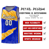 Custom Royal Gold-White Tear Graffiti Pattern Sports Uniform Basketball Jersey
