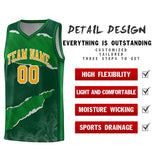 Custom Hunter Green Kelly Green-Hunter Green Tear Graffiti Pattern Sports Uniform Basketball Jersey