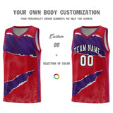 Custom Red Purple-Black Tear Graffiti Pattern Sports Uniform Basketball Jersey