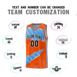 Custom Orange Light Blue-White Tear Graffiti Pattern Sports Uniform Basketball Jersey