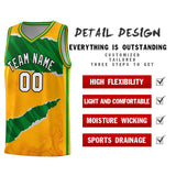 Custom Yellow Kelly Green-Hunter Green Tear Graffiti Pattern Sports Uniform Basketball Jersey