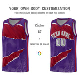 Custom Purple Crimson-Black Tear Graffiti Pattern Sports Uniform Basketball Jersey