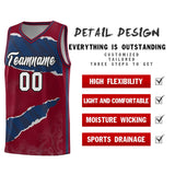 Custom Crimson Navy-Crimson Tear Graffiti Pattern Sports Uniform Basketball Jersey