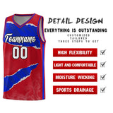 Custom Red Royal-Black Tear Graffiti Pattern Sports Uniform Basketball Jersey