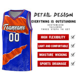 Custom Royal Orange-Black Tear Graffiti Pattern Sports Uniform Basketball Jersey