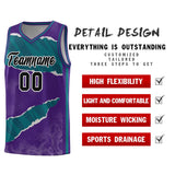Custom Purple Aqua-Black Tear Graffiti Pattern Sports Uniform Basketball Jersey
