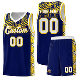 Custom Navy Mosaic Stars Pattern Sports Uniform Basketball Jersey