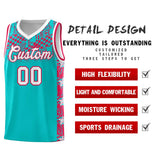 Custom Aqua Mosaic Stars Pattern Sports Uniform Basketball Jersey