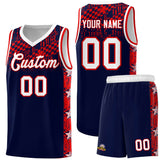 Custom Navy Mosaic Stars Pattern Sports Uniform Basketball Jersey