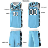 Custom Light Blue Mosaic Stars Pattern Sports Uniform Basketball Jersey