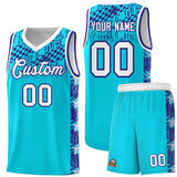 Custom Sky Blue Mosaic Stars Pattern Sports Uniform Basketball Jersey