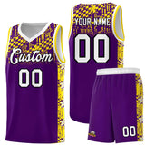 Custom Purple Mosaic Stars Pattern Sports Uniform Basketball Jersey