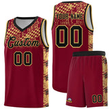 Custom Crimson Mosaic Stars Pattern Sports Uniform Basketball Jersey