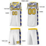 Custom White Mosaic Stars Pattern Sports Uniform Basketball Jersey