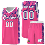 Custom Pink Mosaic Stars Pattern Sports Uniform Basketball Jersey