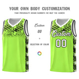 Custom Fluorescent Green Mosaic Stars Pattern Sports Uniform Basketball Jersey