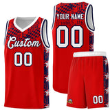 Custom Red Mosaic Stars Pattern Sports Uniform Basketball Jersey