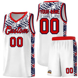 Custom White Mosaic Stars Pattern Sports Uniform Basketball Jersey