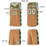 Custom Buckskin Brown Mosaic Stars Pattern Sports Uniform Basketball Jersey