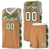 Custom Buckskin Brown Mosaic Stars Pattern Sports Uniform Basketball Jersey