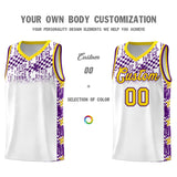 Custom White Mosaic Stars Pattern Sports Uniform Basketball Jersey