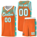 Custom Orange Mosaic Stars Pattern Sports Uniform Basketball Jersey