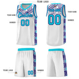 Custom White Mosaic Stars Pattern Sports Uniform Basketball Jersey