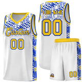 Custom White Mosaic Stars Pattern Sports Uniform Basketball Jersey