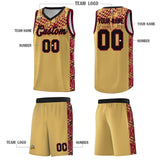 Custom Old Gold Mosaic Stars Pattern Sports Uniform Basketball Jersey