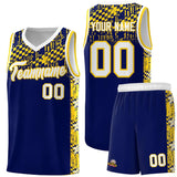 Custom Navy Mosaic Stars Pattern Sports Uniform Basketball Jersey
