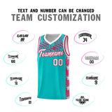 Custom Aqua Mosaic Stars Pattern Sports Uniform Basketball Jersey