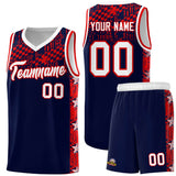 Custom Navy Mosaic Stars Pattern Sports Uniform Basketball Jersey