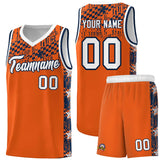Custom Orange Mosaic Stars Pattern Sports Uniform Basketball Jersey