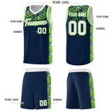 Custom Navy Mosaic Stars Pattern Sports Uniform Basketball Jersey