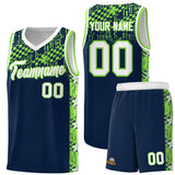 Custom Navy Mosaic Stars Pattern Sports Uniform Basketball Jersey
